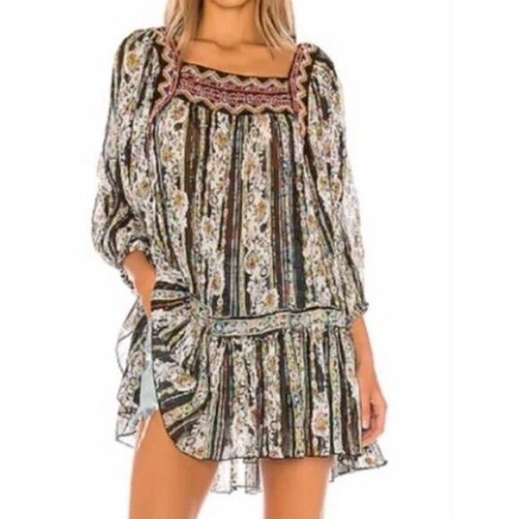 Free People boho Blouse top oversized tunic - Picture 2 of 6